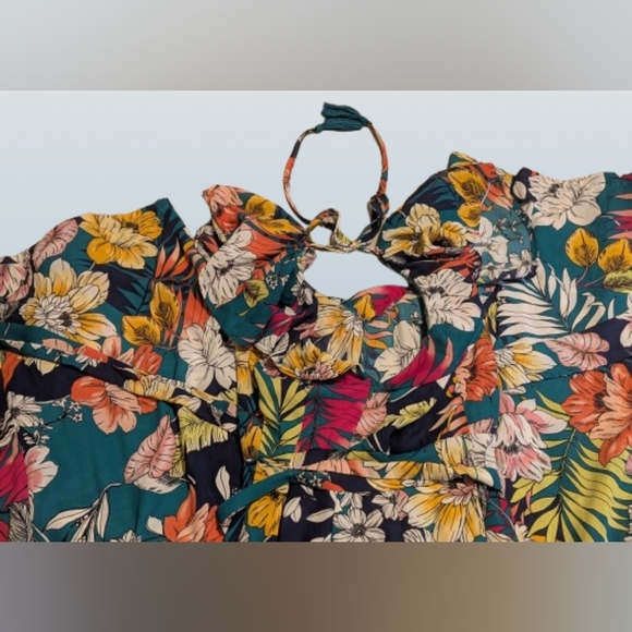 Flying Tomato Multicolor Tropical Maxi Pantsuit Romper Size M - Picture 1 of 4
